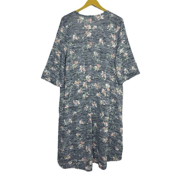 Torrid Floral Kimono Duster Open Cardigan Size M/L 00 Hi Low Coverup Boho Hippie - Picture 2 of 5